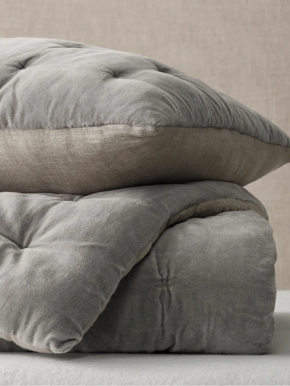 RESTORATION HARDWARE VELVET & LINEN TUFTED SHAM